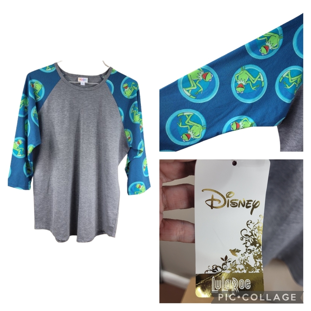 Disney Top XL Kermit The Frog 3/4 Sleeve Shirt NWT Pull Over Randy LULAROE